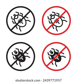 Insect and Mite Control Warning. No Bug or Tick Allowed. Pest-Free Zone Enforcement Sign