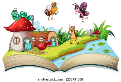 Insect on open book illustration