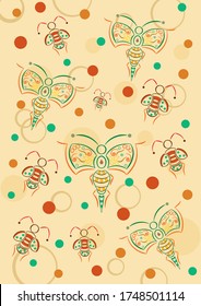 INSECT PATTERN AND ABSTRACT CIRCLES VECTOR