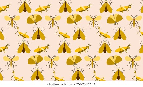 Insect pattern background. Insect illustration pattern. Insect background. Perfect for fabrics, print, textile, wallpaper, and decor. SSTKbackgrounds 