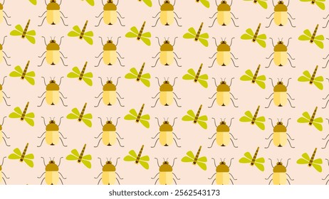 Insect pattern background. Insect illustration pattern. Insect background. Perfect for fabrics, print, textile, wallpaper, and decor. SSTKbackgrounds 