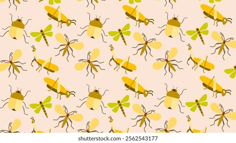 Insect pattern background. Insect illustration pattern. Insect background. Perfect for fabrics, print, textile, wallpaper, and decor. SSTKbackgrounds 