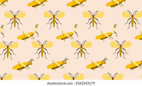 Insect pattern background. Insect illustration pattern. Insect background. Perfect for fabrics, print, textile, wallpaper, and decor. SSTKbackgrounds 