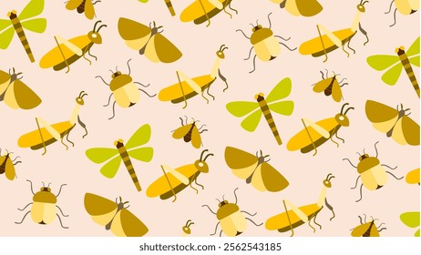 Insect pattern background. Insect illustration pattern. Insect background. Perfect for fabrics, print, textile, wallpaper, and decor. SSTKbackgrounds 