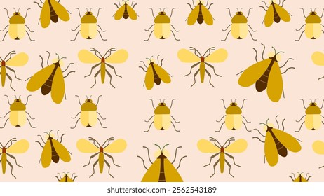 Insect pattern background. Insect illustration pattern. Insect background. Perfect for fabrics, print, textile, wallpaper, and decor. SSTKbackgrounds 