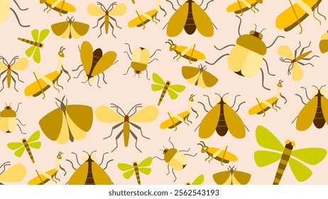 Insect pattern background. Insect illustration pattern. Insect background. Perfect for fabrics, print, textile, wallpaper, and decor. SSTKbackgrounds 