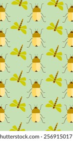 Insect pattern background. Insect illustration pattern. Insect background. Perfect for fabrics, print, textile, wallpaper, and decor. SSTKbackgrounds