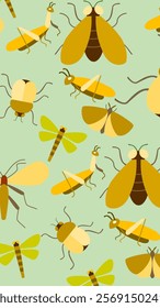 Insect pattern background. Insect illustration pattern. Insect background. Perfect for fabrics, print, textile, wallpaper, and decor. SSTKbackgrounds