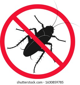 Insect and pest control cockroach in red circle sign