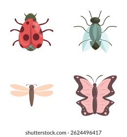 Insect pests icons set cartoon vector. Professional insect control service. Disinfection and sanitation