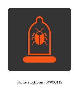 Insect Protection vector icon. Style is flat rounded square button, orange and gray colors, white background.