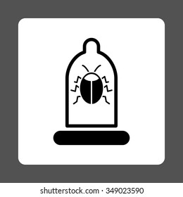 Insect Protection vector icon. Style is flat rounded square button, black and white colors, gray background.
