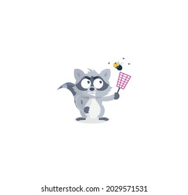 Insect Racoon Sticker Icon Isolated On White Background