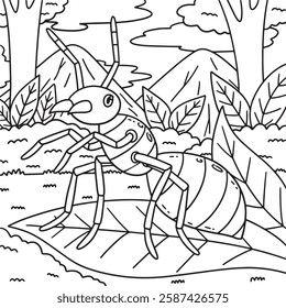 Insect Red Fire Ant Animal Coloring Page for Kids 