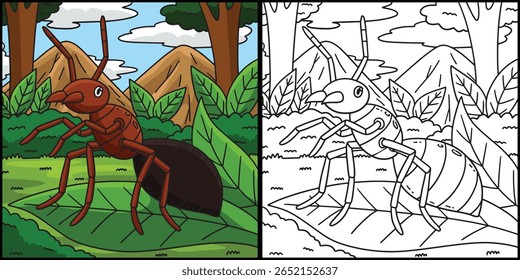 Inseto vermelho fogo formiga animal ilustração colorida 