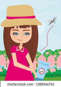 Insect repellent kid, Vector Illustration