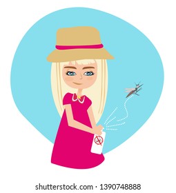 Insect repellent kid, Vector Illustration