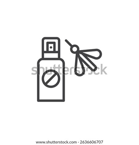 Insect Repellent line icon. linear style sign for mobile concept and web design. Mosquito spray bottle outline vector icon. Symbol, logo illustration. Vector graphics