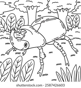 Insect Rhinoceros Beetle Animal Coloring Page 