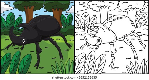 Ilustração de animal do besouro do rinoceronte do inseto 