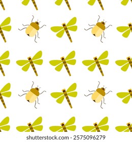 Insect seamless pattern. Insect illustration. Insect background. Perfect for fabric, textile, wallpaper, decor, illustration, print, packaging of products. SSTKbackgrounds