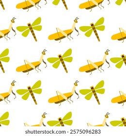 Insect seamless pattern. Insect illustration. Insect background. Perfect for fabric, textile, wallpaper, decor, illustration, print, packaging of products. SSTKbackgrounds