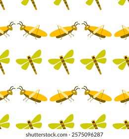 Insect seamless pattern. Insect illustration. Insect background. Perfect for fabric, textile, wallpaper, decor, illustration, print, packaging of products. SSTKbackgrounds