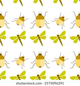 Insect seamless pattern. Insect illustration. Insect background. Perfect for fabric, textile, wallpaper, decor, illustration, print, packaging of products. SSTKbackgrounds