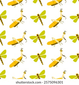 Insect seamless pattern. Insect illustration. Insect background. Perfect for fabric, textile, wallpaper, decor, illustration, print, packaging of products. SSTKbackgrounds