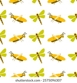 Insect seamless pattern. Insect illustration. Insect background. Perfect for fabric, textile, wallpaper, decor, illustration, print, packaging of products. SSTKbackgrounds