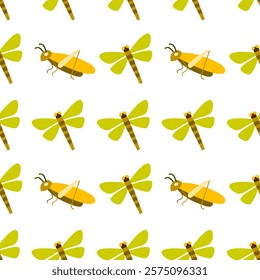 Insect seamless pattern. Insect illustration. Insect background. Perfect for fabric, textile, wallpaper, decor, illustration, print, packaging of products. SSTKbackgrounds