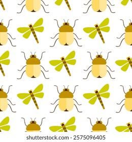 Insect seamless pattern. Insect illustration. Insect background. Perfect for fabric, textile, wallpaper, decor, illustration, print, packaging of products. SSTKbackgrounds