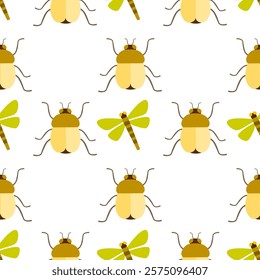 Insect seamless pattern. Insect illustration. Insect background. Perfect for fabric, textile, wallpaper, decor, illustration, print, packaging of products. SSTKbackgrounds