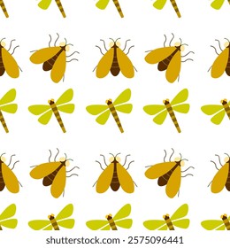 Insect seamless pattern. Insect illustration. Insect background. Perfect for fabric, textile, wallpaper, decor, illustration, print, packaging of products. SSTKbackgrounds