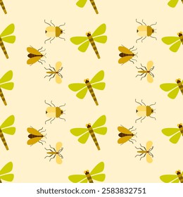 Insect seamless pattern. Insect illustration. Insect background. Perfect for fabric, textile, wallpaper, decor, illustration, print, packaging of products. SSTKbackgrounds