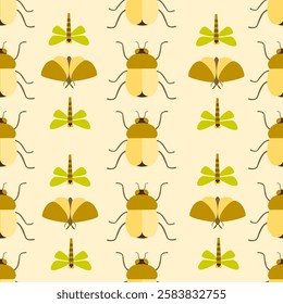 Insect seamless pattern. Insect illustration. Insect background. Perfect for fabric, textile, wallpaper, decor, illustration, print, packaging of products. SSTKbackgrounds