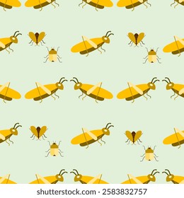 Insect seamless pattern. Insect illustration. Insect background. Perfect for fabric, textile, wallpaper, decor, illustration, print, packaging of products. SSTKbackgrounds