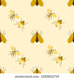 Insect seamless pattern. Insect illustration. Insect background. Perfect for fabric, textile, wallpaper, decor, illustration, print, packaging of products. SSTKbackgrounds