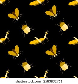 Insect seamless pattern. Insect illustration. Insect background. Perfect for fabric, textile, wallpaper, decor, illustration, print, packaging of products. SSTKbackgrounds