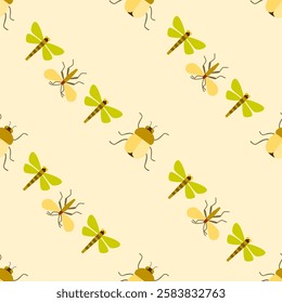 Insect seamless pattern. Insect illustration. Insect background. Perfect for fabric, textile, wallpaper, decor, illustration, print, packaging of products. SSTKbackgrounds