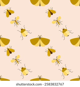 Insect seamless pattern. Insect illustration. Insect background. Perfect for fabric, textile, wallpaper, decor, illustration, print, packaging of products. SSTKbackgrounds