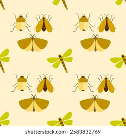 Insect seamless pattern. Insect illustration. Insect background. Perfect for fabric, textile, wallpaper, decor, illustration, print, packaging of products. SSTKbackgrounds