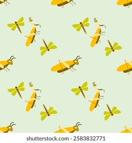 Insect seamless pattern. Insect illustration. Insect background. Perfect for fabric, textile, wallpaper, decor, illustration, print, packaging of products. SSTKbackgrounds