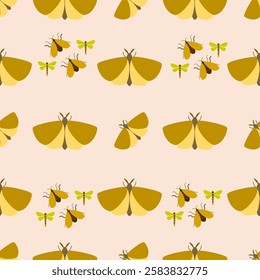 Insect seamless pattern. Insect illustration. Insect background. Perfect for fabric, textile, wallpaper, decor, illustration, print, packaging of products. SSTKbackgrounds