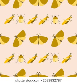 Insect seamless pattern. Insect illustration. Insect background. Perfect for fabric, textile, wallpaper, decor, illustration, print, packaging of products. SSTKbackgrounds