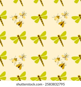 Insect seamless pattern. Insect illustration. Insect background. Perfect for fabric, textile, wallpaper, decor, illustration, print, packaging of products. SSTKbackgrounds