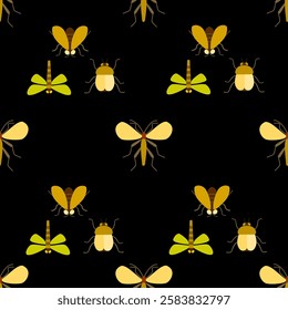 Insect seamless pattern. Insect illustration. Insect background. Perfect for fabric, textile, wallpaper, decor, illustration, print, packaging of products. SSTKbackgrounds