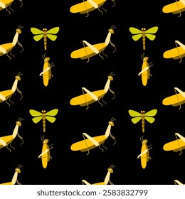 Insect seamless pattern. Insect illustration. Insect background. Perfect for fabric, textile, wallpaper, decor, illustration, print, packaging of products. SSTKbackgrounds