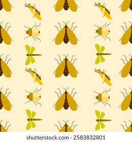 Insect seamless pattern. Insect illustration. Insect background. Perfect for fabric, textile, wallpaper, decor, illustration, print, packaging of products. SSTKbackgrounds