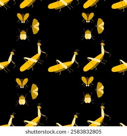 Insect seamless pattern. Insect illustration. Insect background. Perfect for fabric, textile, wallpaper, decor, illustration, print, packaging of products. SSTKbackgrounds